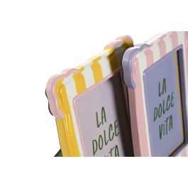 DKD Home Decor Marco de Fotos 13x18 Rosa y Amarillo de Cerámica y Cristal para Decoración (8 Unidades)