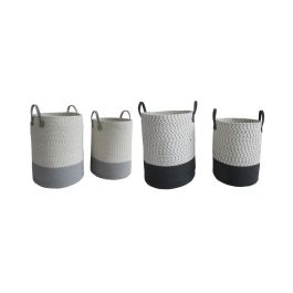 DKD Home Decor Cesta Atlantico de Algodón Gris Oscuro y Gris Claro 40x52x40 cm Set de 2