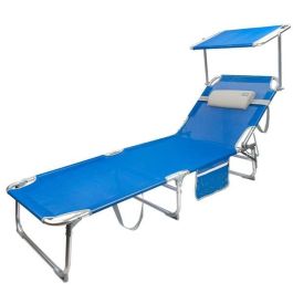 Tumbona plegable aluminio con parasol, almohada y bolsillo modelo gomera 188x58x30/69cm Precio: 57.95000002. SKU: B1HAS72DMP