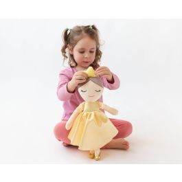 KioKids Peluche Princesa Dorada Muñeca de Tela Niños +10 Meses Vestido Amarillo 40cm