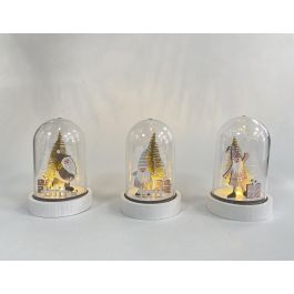 Decoracion Luminosa Navidad Fantasia DKD Home Decor Blanco Dorado 9 x 13 x 9 cm (12 Unidades)