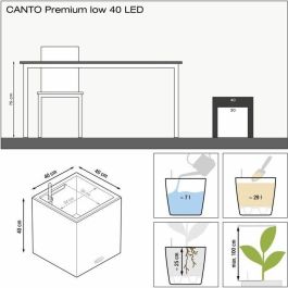 Lechuza LEC4008789137838 Macetero Canto Premium Cube 40 kit LED completo antracita metalizado