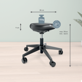 Leitz Taburete Ergo Asiento Triangular 5 Ruedas Giratorias Regulable en Altura 46-59 cm Piel Sintética Negro