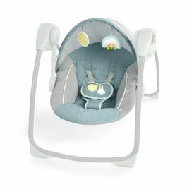 Ingenuity Columpio Portátil Sun Valley Canopy ING74451169050 con Toldo, 2 Juguetes, Asiento Reclinable 2 Posiciones - Gris Unisex 0-9 Meses