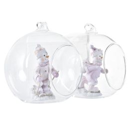 Decoracion Colgante Navidad Fantasia DKD Home Decor Rosa Blanco 8 x 10.5 x 9 cm (6 Unidades)