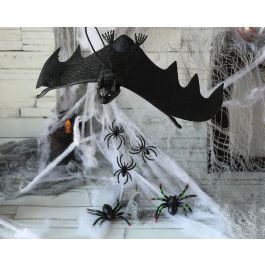 Pack Decoración Halloween: Telaraña y Murciélago Negro para Colgar - Kit de Fiesta Temática Adulto