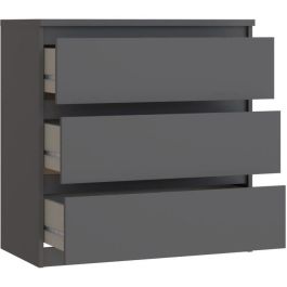 Cómoda - CHELSEA - 3 cajones - Antracita - 77,2 x 42,2 x 79,9 cm Cómoda - CHELSEA - 3 cajones - Antracita - 77,2 x 42,2 x 79,9 cm