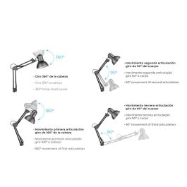 Edm Flexo Arquitecto Melbourne con Mordaza Negro E27 60W