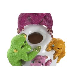 DKD Home Decor Jarrón Moderno de Resina Blanco Multicolor con Monos 15 x 31 x 19.5 cm (2 Unidades)