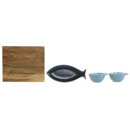 Aperitivo Mediterraneo DKD Home Decor Azul Azul Celeste 16.5 x 1.3 x 19.5 cm Set de 4