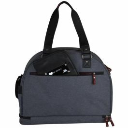 Bebé a bordo - bolsa para cambiar pañales - equipo de fin de semana humo - bolsa de viaje para bebé - detalles de cuero burdeos gris jaspeado y bolsa grande negra