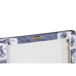 DKD Home Decor Cuadro Abstracto Azul Dorado Lienzo MDF Set 5 Piezas 2.5 x 25 x 25 cm