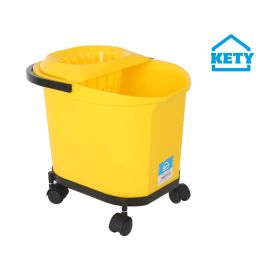 Cubo con ruedas 16L, asa y escurridor amarillo Kety - Inde (6 Unidades) Precio: 63.50000019. SKU: B19MCR39H6