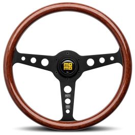 Momo MOMVINDYHERBK351P Volante deportivo Indy clásico 350mm, madera de caoba y radios de aluminio cepillado, sin airbag