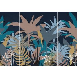 DKD Home Decor Cuadro Mural Decorativo Colonial Diseño Jungle Azul Turquesa 140x100 cm Profundidad 3.8 cm Set de 3 Lienzo y Mdf Precio: 64.49999985. SKU: S3038989