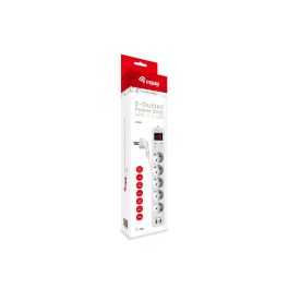 EQUIP REGLETA CON 5 TOMAS CABLE DE RED DE 1.5 METROS + 2 PUERTOS USB Y BOTON DE APAGADO ENCENDIDO EQUIP REGLETA CON 5 TOMAS CABLE DE RED DE 1.5 METROS + 2 PUERTOS USB Y BOTON DE APAGADO ENCENDIDO