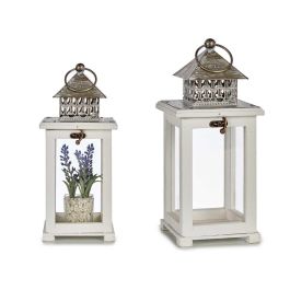 Farol de Madera Cuadrado con Rejilla Blanca Giftdecor 13.4x29x13.4 cm (6 Unidades) Precio: 39.49999988. SKU: S3604674
