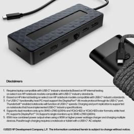 HP Hub y Cargador Universal USB-C Combo, Multiporta para PC con USB-C, Soporta Doble Pantalla 4K HDMI y DisplayPort