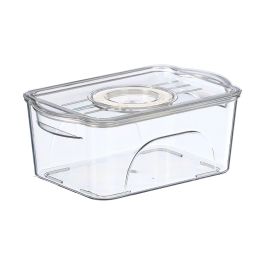 Kinvara Organizador de Nevera con Tapa Pequeña Aro Blanco 21x8.5x13.2 cm Plástico Transparente (Set de 24)