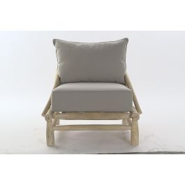 DKD Home Decor Butaca Balines Gris Claro Natural Madera Teca y Poliéster 80 x 73 x 82 cm