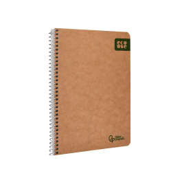 Liderpapel Cuaderno espiral A5 Ecouse tapa cartulina kraft 80 hojas, papel reciclado 80gr, cuadro 4mm