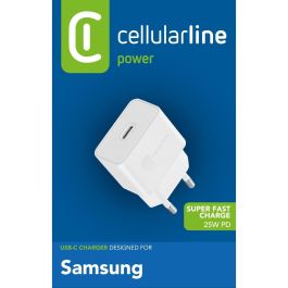 Cellularline Cargador de Viaje Súper Rápido USB-C 25W para Samsung, Blanco