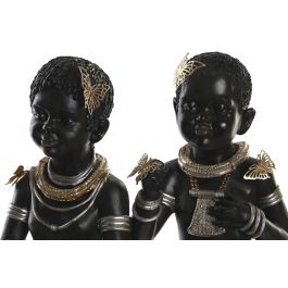 DKD Home Decor Figura Decorativa Africana Resina Negra 18 x 35 x 20.5 cm (2 Unidades)