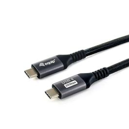 Equip Cable USB-C USB4 Gen2 Macho Macho 40Gbps 4K/60Hz 100W Con Chip E-Mark Color Negro 2.0m Malla algodon trenzado Carcasa Conector Aluminio
