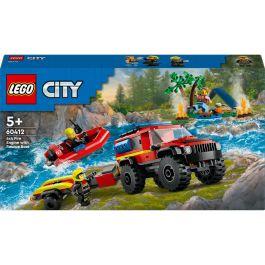 LEGO 60412 City Camión Bomberos 4x4 con Barco Rescate para niños de 5+ años - 301 piezas