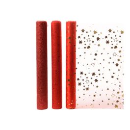 Decoris Camino de mesa de organza Rojo 200 x 35 cm – 3 modelos variados