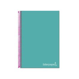 Cuaderno Espiral Liderpapel A4 Micro Jolly Tapa Forrada 140H 75 gr Cuadro 5 mm 5 Bandas4 Taladros Color Turquesa