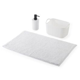 Berilo Set 3 Piezas Baño Blanco Plástico y Tela 23x18x14 cm (Set de 12)