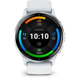 Reloj GPS conectado - GARMIN - Venu 3 - WiFi - 35,4 mm (1.4) - Acero plateado, caja blanca y correa de silicona blanca