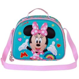 Karactermania Bolsa Portamerienda 3D Minnie Mouse Greet Turquesa Isotérmica con Asa Bandolera y Cinta para Carrito 25,5 x10 x20 cm