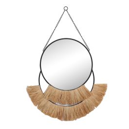 DKD Home Decor Espejo Boho Natural Negro Metal Fibra Flecos 2.5 x 83 x 55 cm Precio: 64.95000006. SKU: S3039467