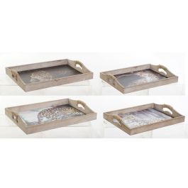 DKD Home Decor Bandeja Colonial Multicolor MDF Leopardo 30 x 6.5 x 40.5 cm Set de 2