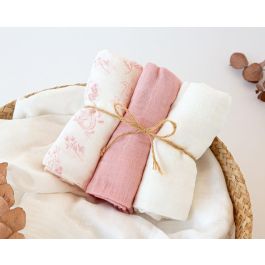 Set De 3 Muselinas Rosa, Blanco Y Estampado De Animalitos 70x70 cm Precio: 11.979. SKU: B1DPVAAK3Y