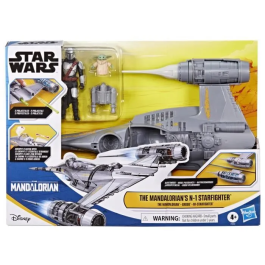 Hasbro Star Wars La nave Mandalorian's N-1 Starfighter con figuras de Grogu y Mandalorian de 10 cm, juguete para niños a partir de 4 años