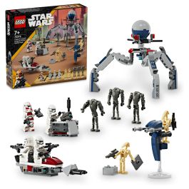 Lego 75372 Star Wars Paquete de Batalla de Soldados Clon y Droides de Batalla con Moto Speeder y Minifigura