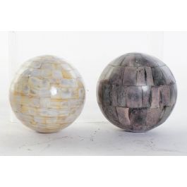 DKD Home Decor Bola Decoracion Colonial Beige Gris Oscuro Hueso Nacar 12 x 12 x 12 cm (4 Unidades) Precio: 30.50000052. SKU: B1JXVSE8EP