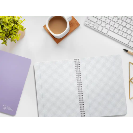Liderpapel Cuaderno espiral A5 tapa dura 80h 90gr cuadro 4mm con margen color violeta
