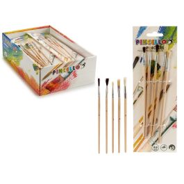 Set 5 Pinceles Punta Plana Pincello, madera y metal, marrón y gris, 10x26x0.4 cm (72 Unidades) Precio: 93.49999967. SKU: B1GBJBA6FP