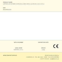 Edm Lámpara led de pared o espejo 8W 4000K 800lm Luz de Día 40 x 12,8 x 5,10 cm IP44 Aluminio ABS