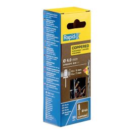 Rapid 5001462 Blister 50 Remaches Cobre Aluminio Ø4x10mm con Broca, para Canalones y Tuberías