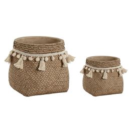 Macetero Tropical DKD Home Decor Marron Claro 29 x 25 x 30 cm Set de 2