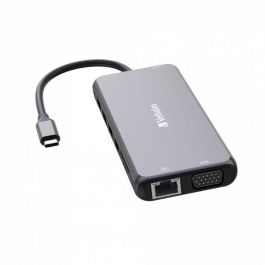 Verbatim Hub Pro Adaptador USB-C a 2xHDMI 4K 60Hz, VGA, RJ45, 3xUSB 3.2, 1xUSB-C PD 100W, Lector Tarjetas SD/microSD, Plata