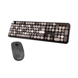 Pack Teclado Y Ratón Inalámbricos Vintage Tono Gris ELBE PTR-105