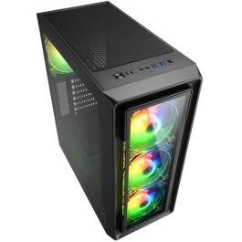 Sharkoon TK4 RGB Midi Tower ATX Negra con 3 Ventiladores LED RGB, Panel Lateral Cristal Templado y USB 3.0