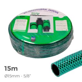 Edm Kit Manguera de Jardín Basic Line ø15 mm 5/8" 15 m PVC Verde Flexible Anti-algas con Accesorios