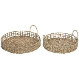 DKD Home Decor Bandeja Tropical de Seagrass y Metal Natural 40 x 15 x 40 cm Set de 2 unidades Precio: 41.50000041. SKU: B1J3RLRJJL